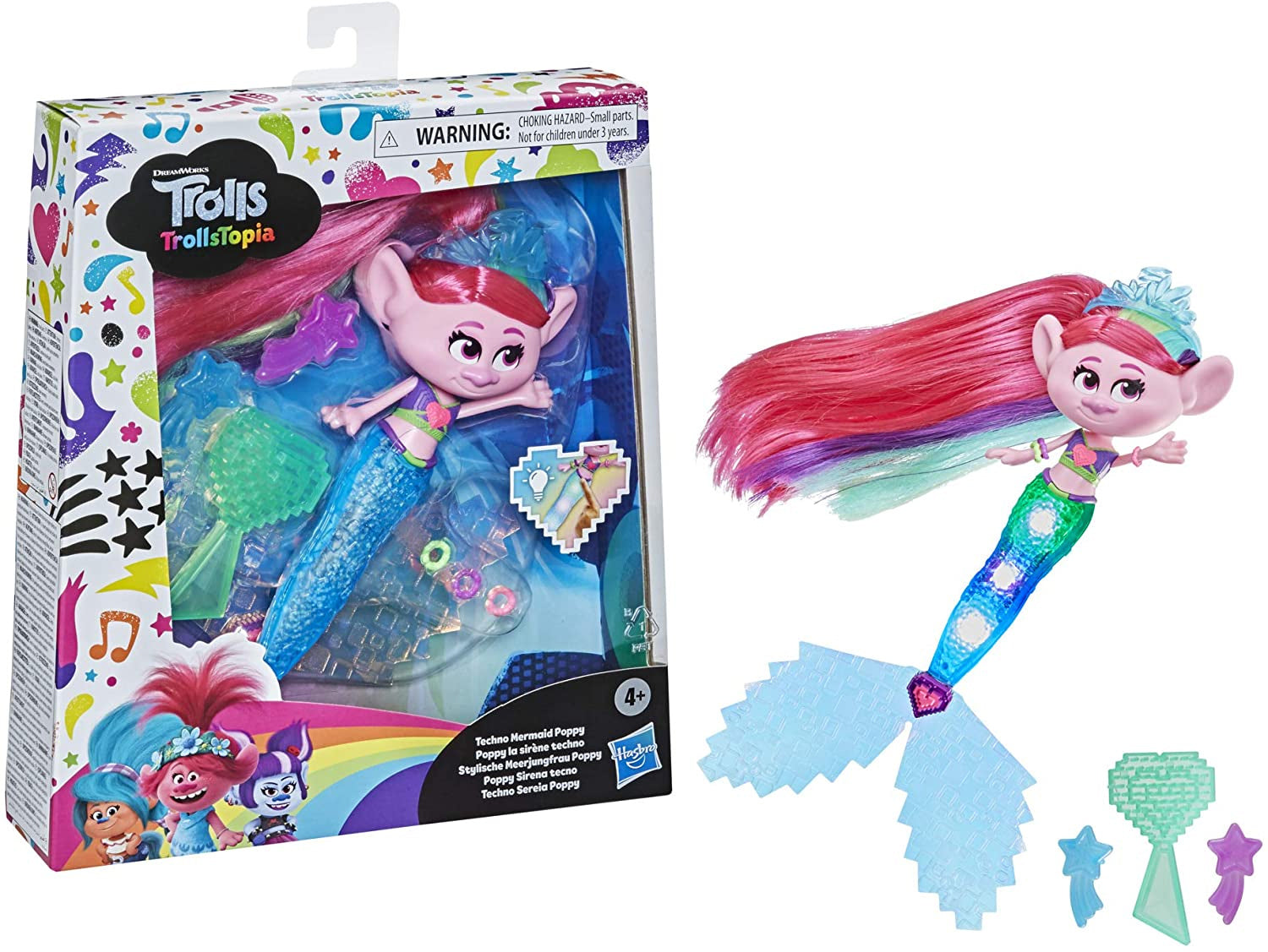 Hasbro DreamWorks TrollsTopia Techno Mermaid Poppy Doll