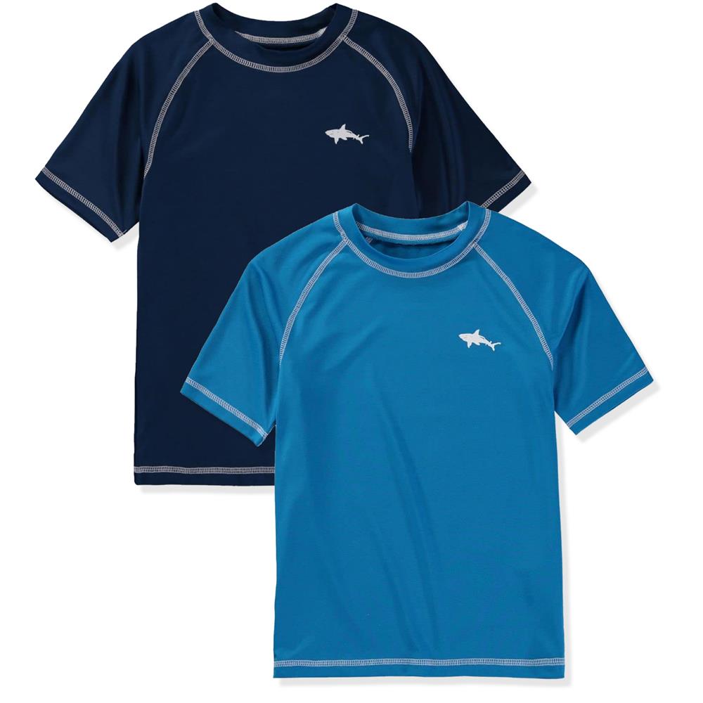 Big Chill Boys 8-20 Shark Rash Guard Short Sleeve, 2-Pack