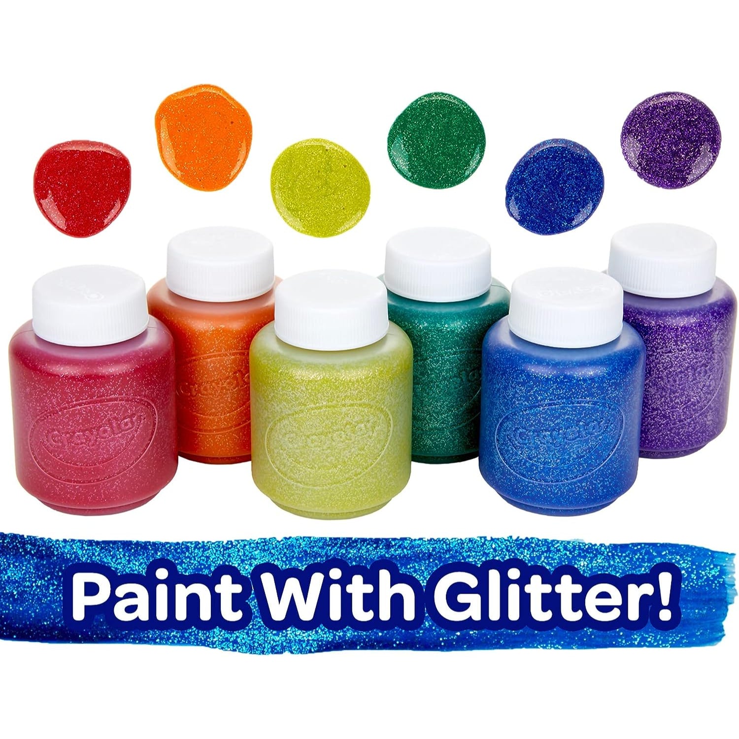 Crayola Washable Glitter Paint Great for Classroom Projects, 6 Count