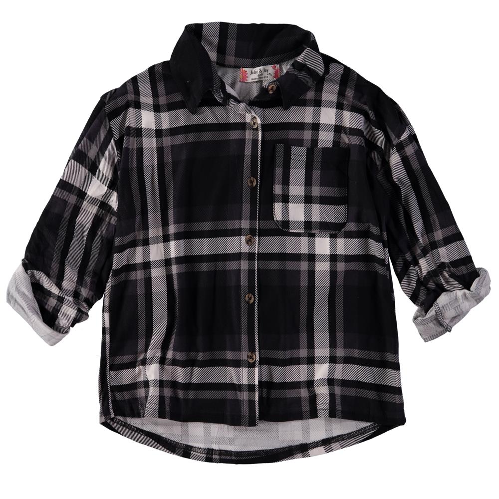 Jolie & Joy Girls 7-16 Plaid Roll Sleeve Button Up Shirt