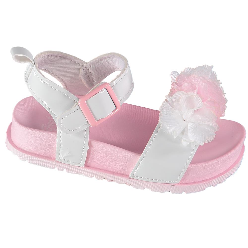 First Steps By Stepping Stones Baby Girls and Toddler Girls Flower Patent Slides Sandals