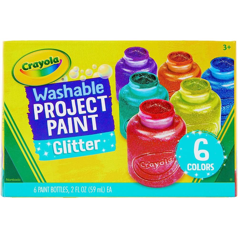 Crayola Washable Glitter Paint Great for Classroom Projects, 6 Count