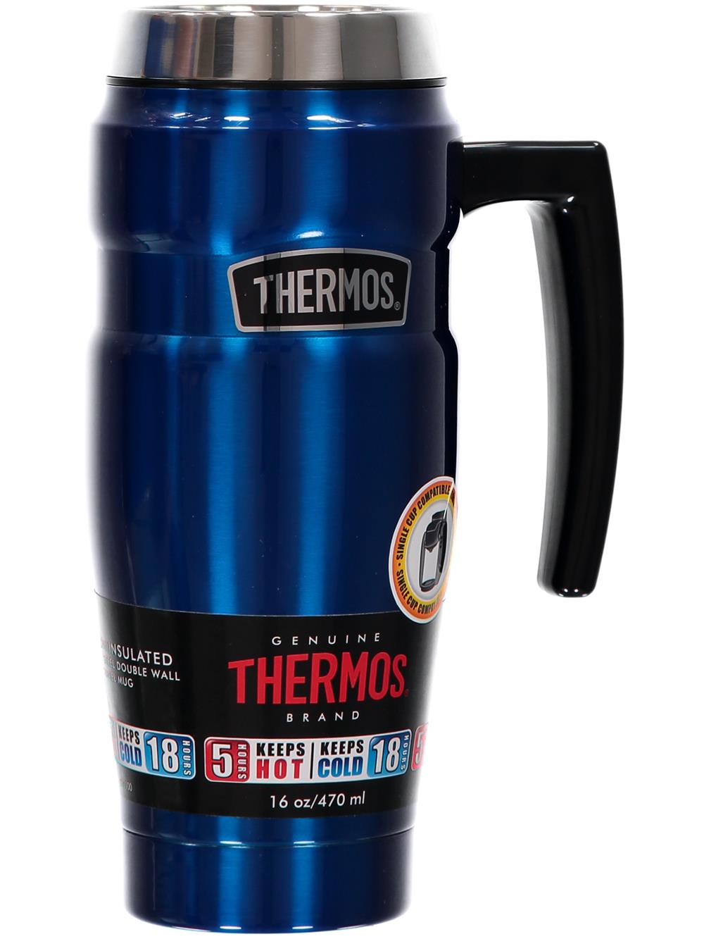 Thermos Stainless King Insulated Stainless Steel Travel Mug with Handle, 16 Oz.