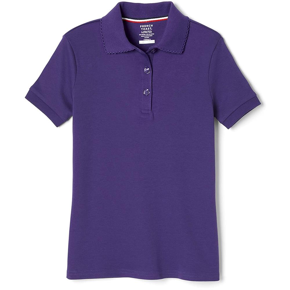 French Toast Girls 7-20 Short Sleeve Interlock Polo with Picot Collar