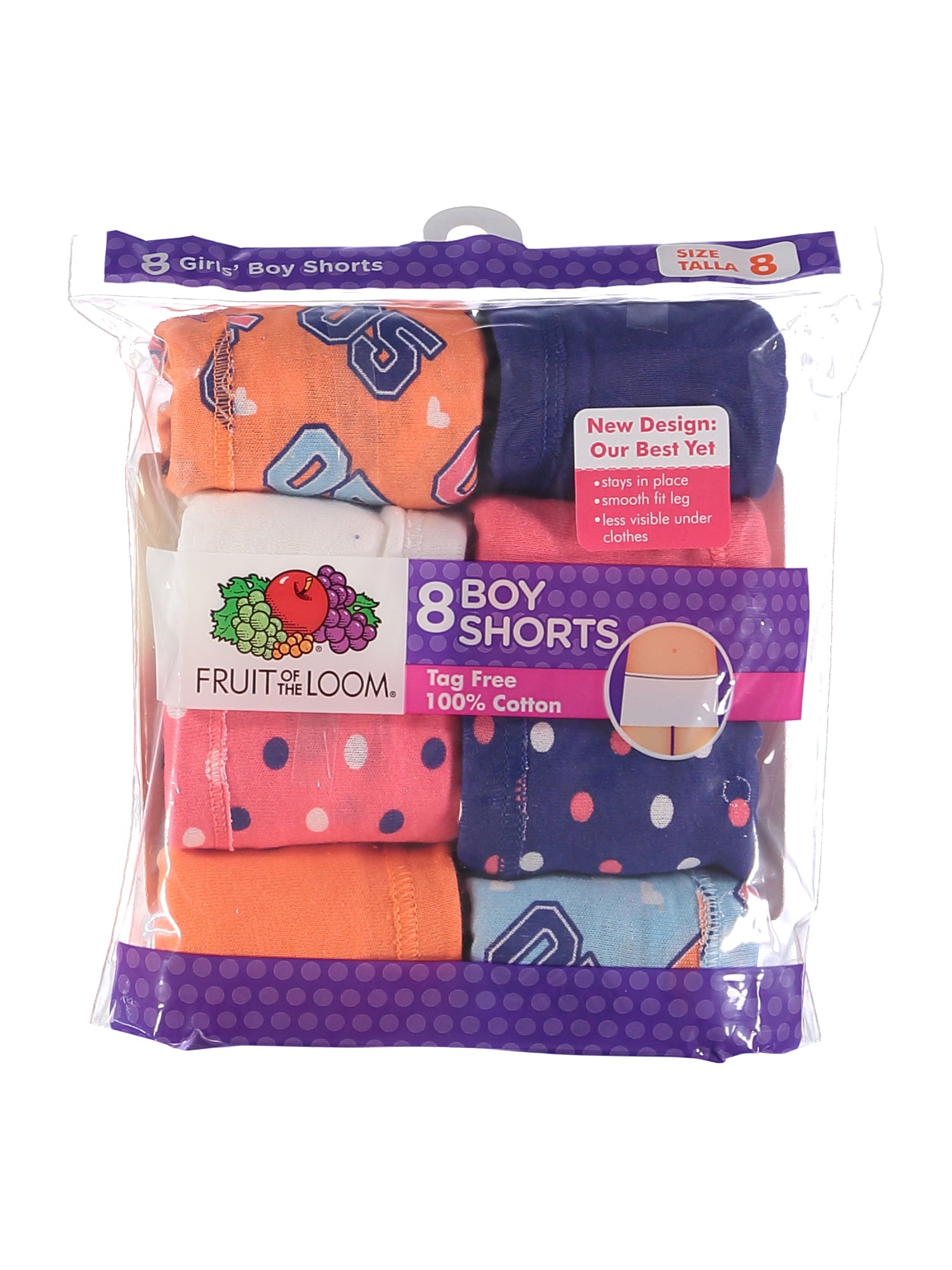 Fruit of the Loom Girls 7-16 Boyshort 8-Pack