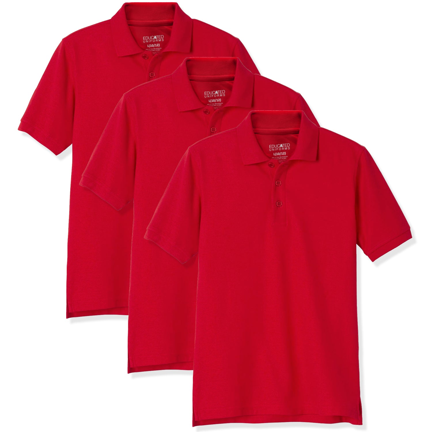 Educated Uniforms Boys 4-20 Short Sleeve Pique Polo Shirt, 3-Pack