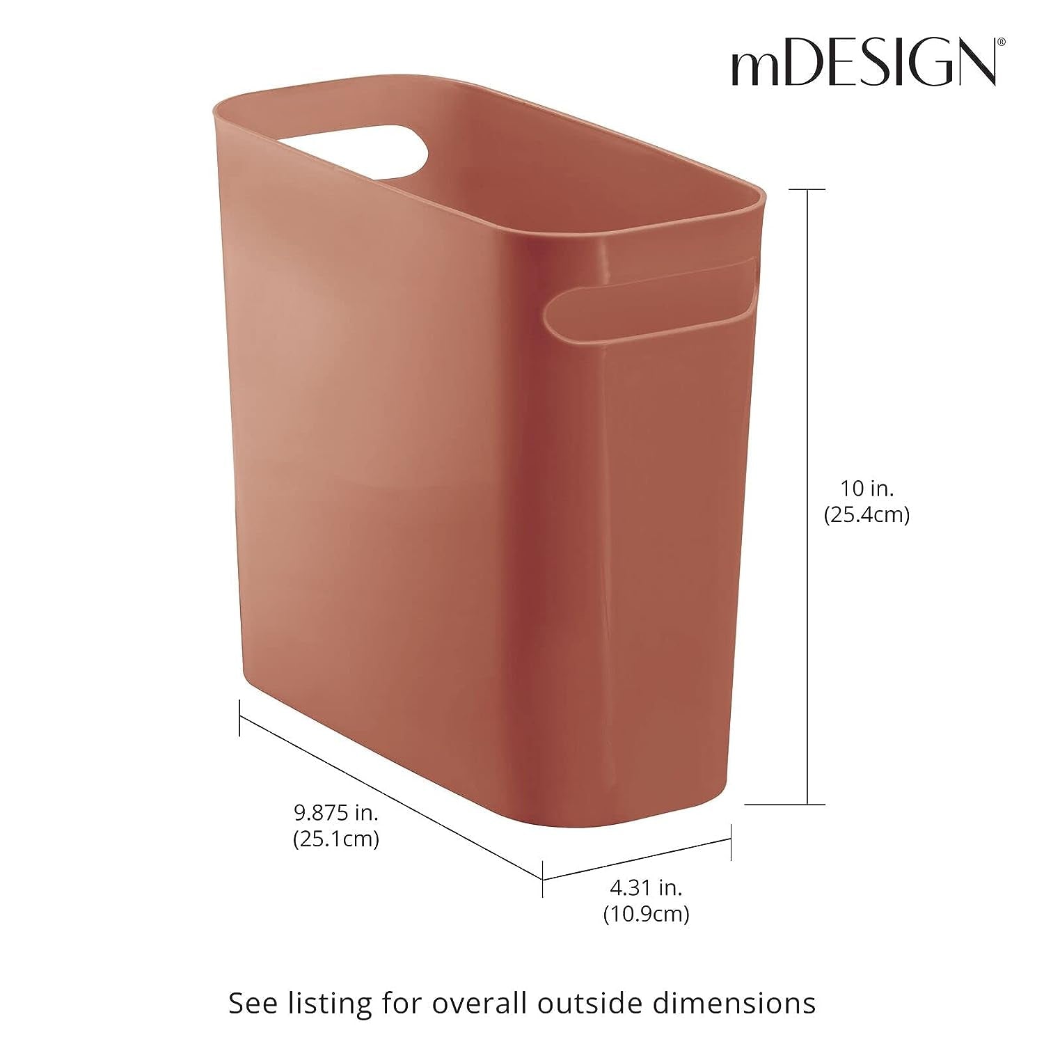 mDesign Plastic Small Trash Can, 1.5 Gallon, Terracotta