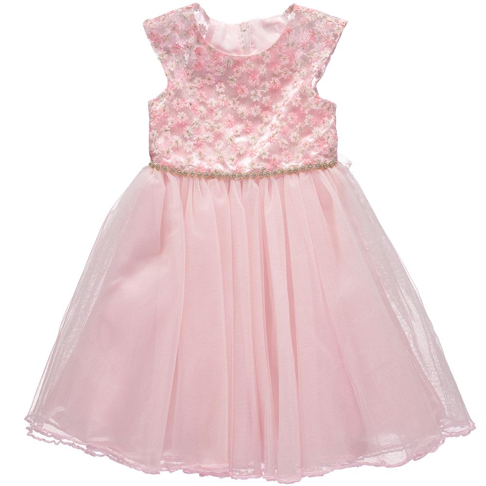 Bonnie Jean Girls 4-6X Sleeveless Floral Social Tulle Dress