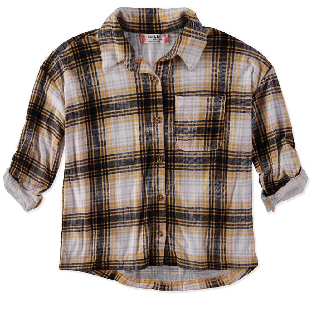 Jolie & Joy Girls 7-16 Plaid Roll Sleeve Button Up Shirt