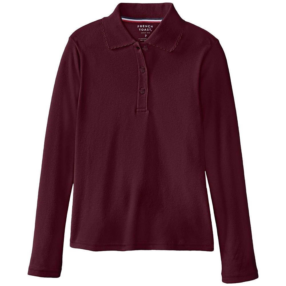 French Toast Girls 2-6x Long Sleeve Interlock Polo with Picot Collar