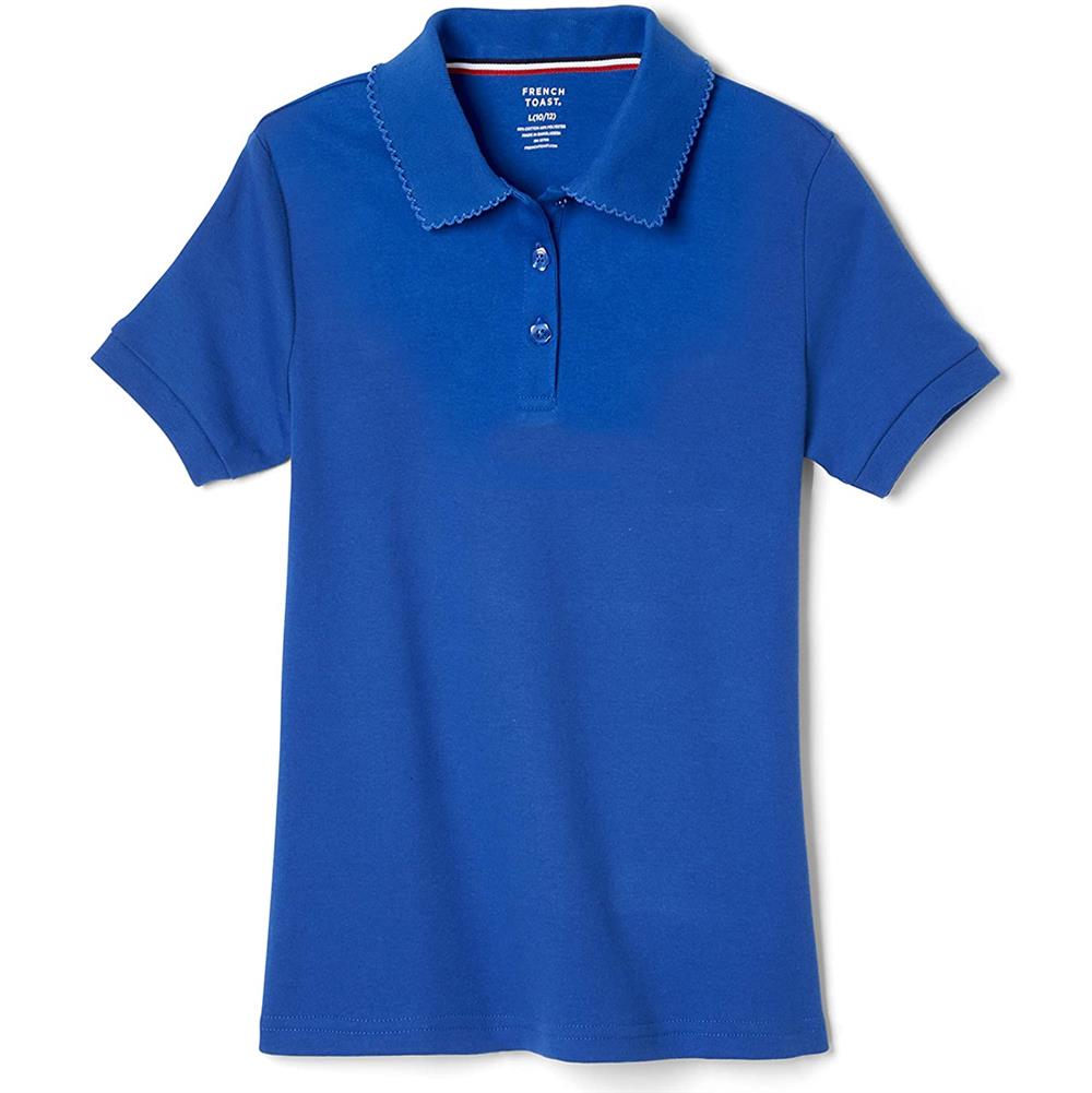 French Toast Girls 7-20 Short Sleeve Interlock Polo with Picot Collar