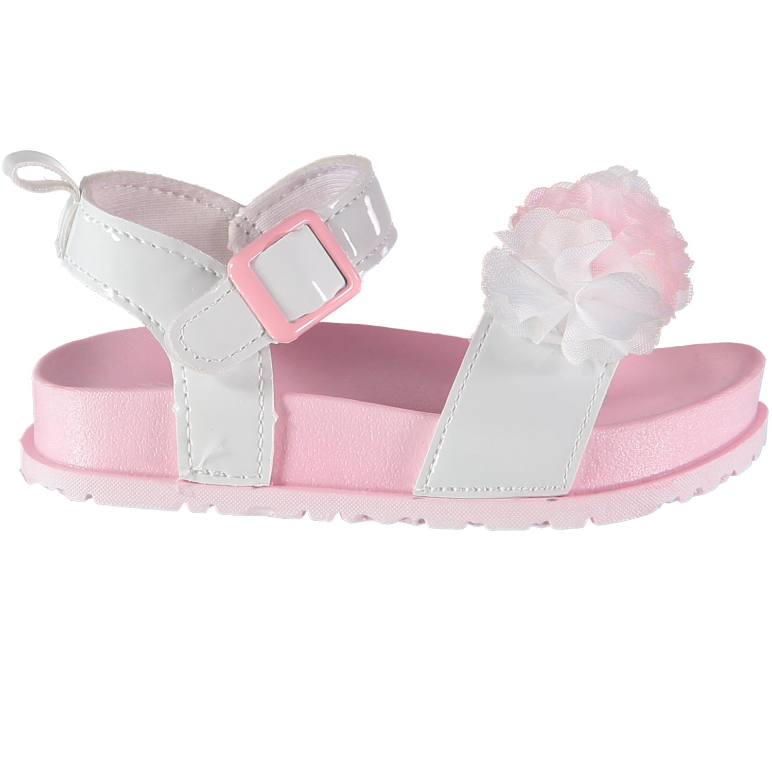 First Steps By Stepping Stones Baby Girls and Toddler Girls Flower Patent Slides Sandals