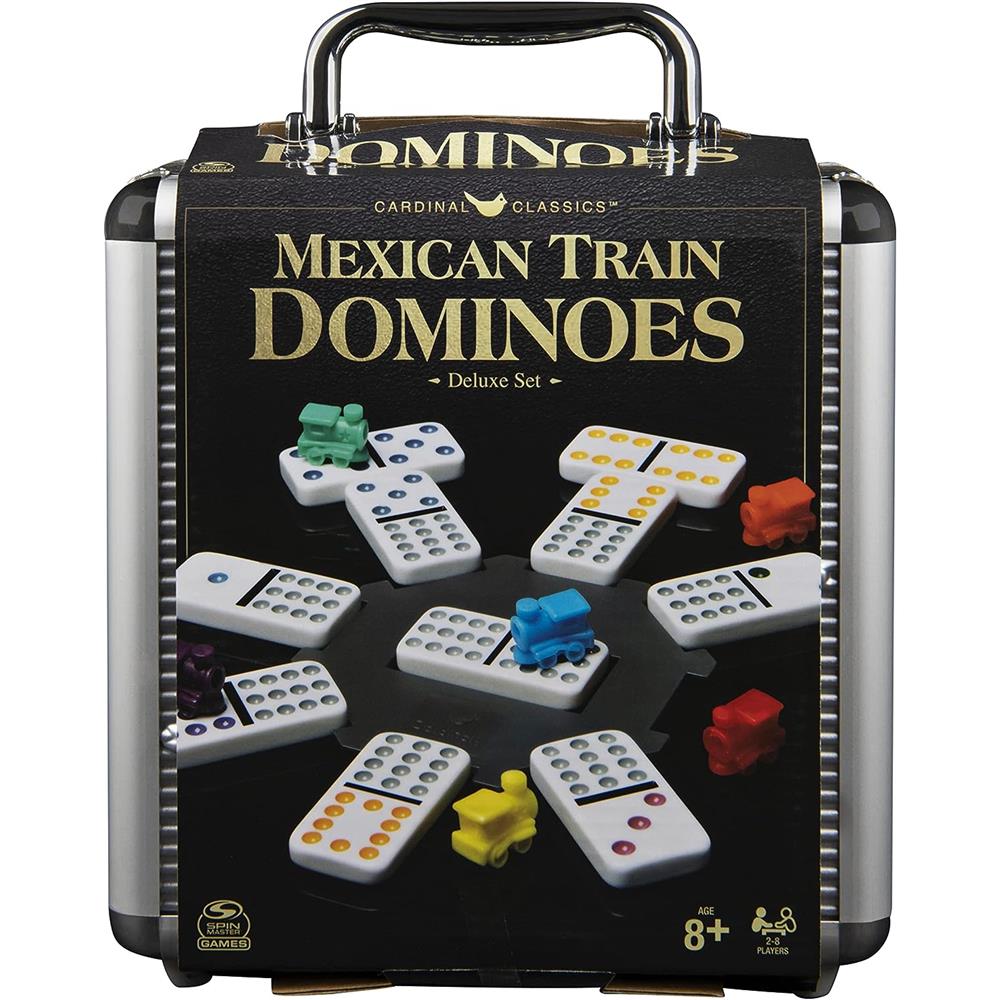 Cardinal Mexican Train Dominoes Deluxe Set by Spin Master Classics Aluminum Carry Case