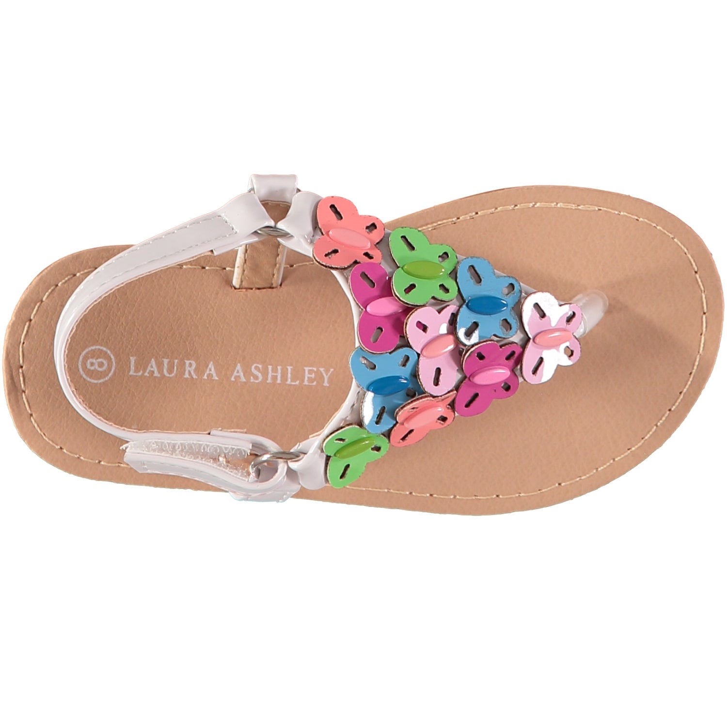 Laura Ashley Toddler Girls Sizes 5-10 Butterfly Strap Sandal with Hook and Loop Closure