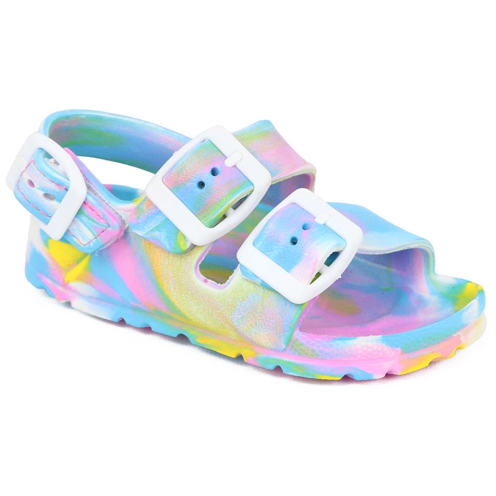 First Steps By Stepping Stones Baby and Infant Girl Sizes 7-10 Tie Dye Buckle Sandal