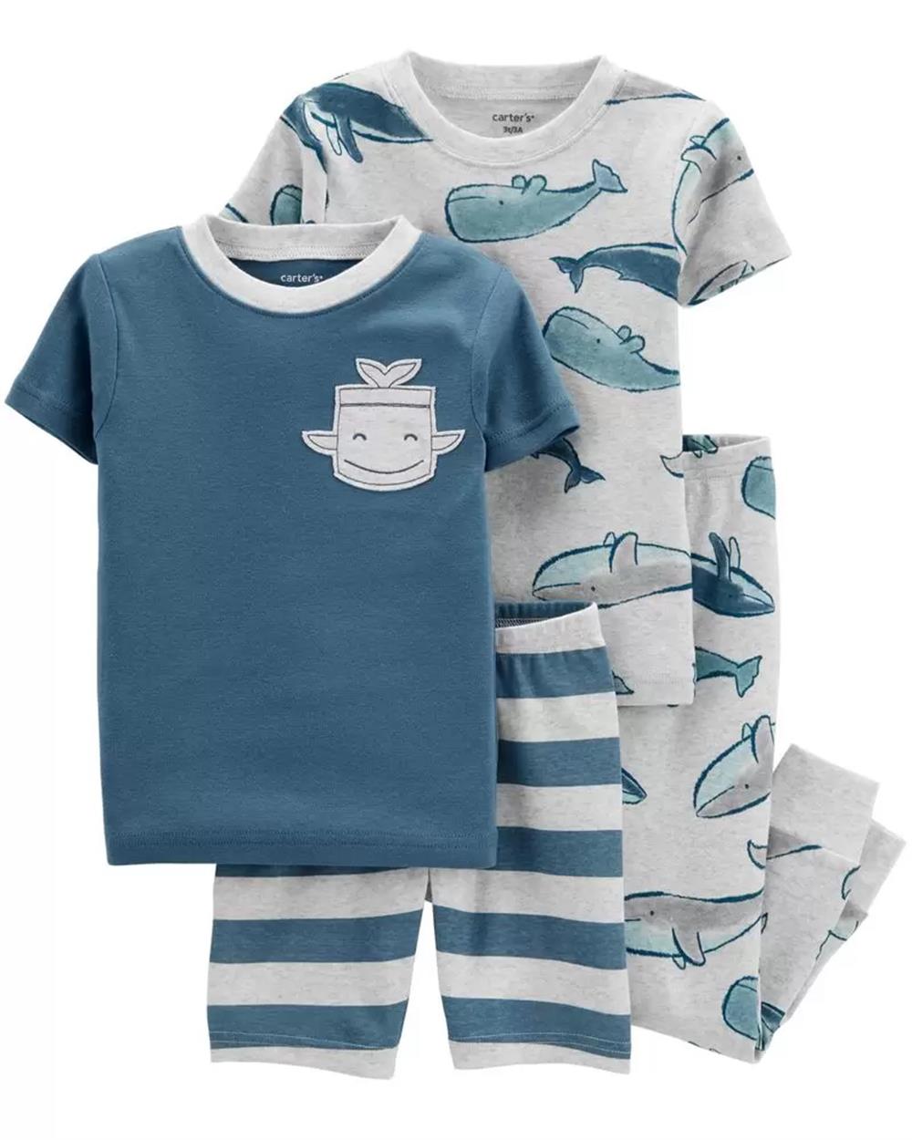 Carters Boys 12-24 Months 4-Piece Whale Snug Fit Cotton PJs