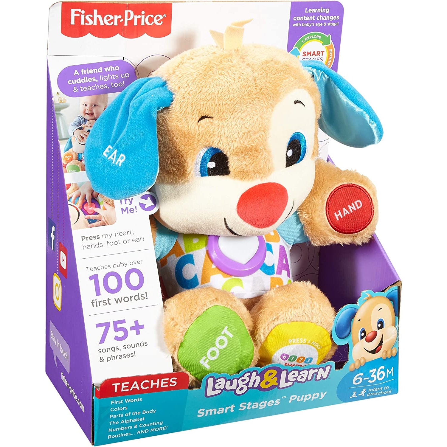 Fisher-Price Laugh & Learn Baby & Toddler Toy Smart Stages Puppy Interactive Plush Dog