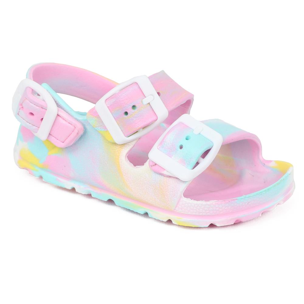 First Steps By Stepping Stones Baby and Infant Girl Sizes 7-10 Tie Dye Buckle Sandal