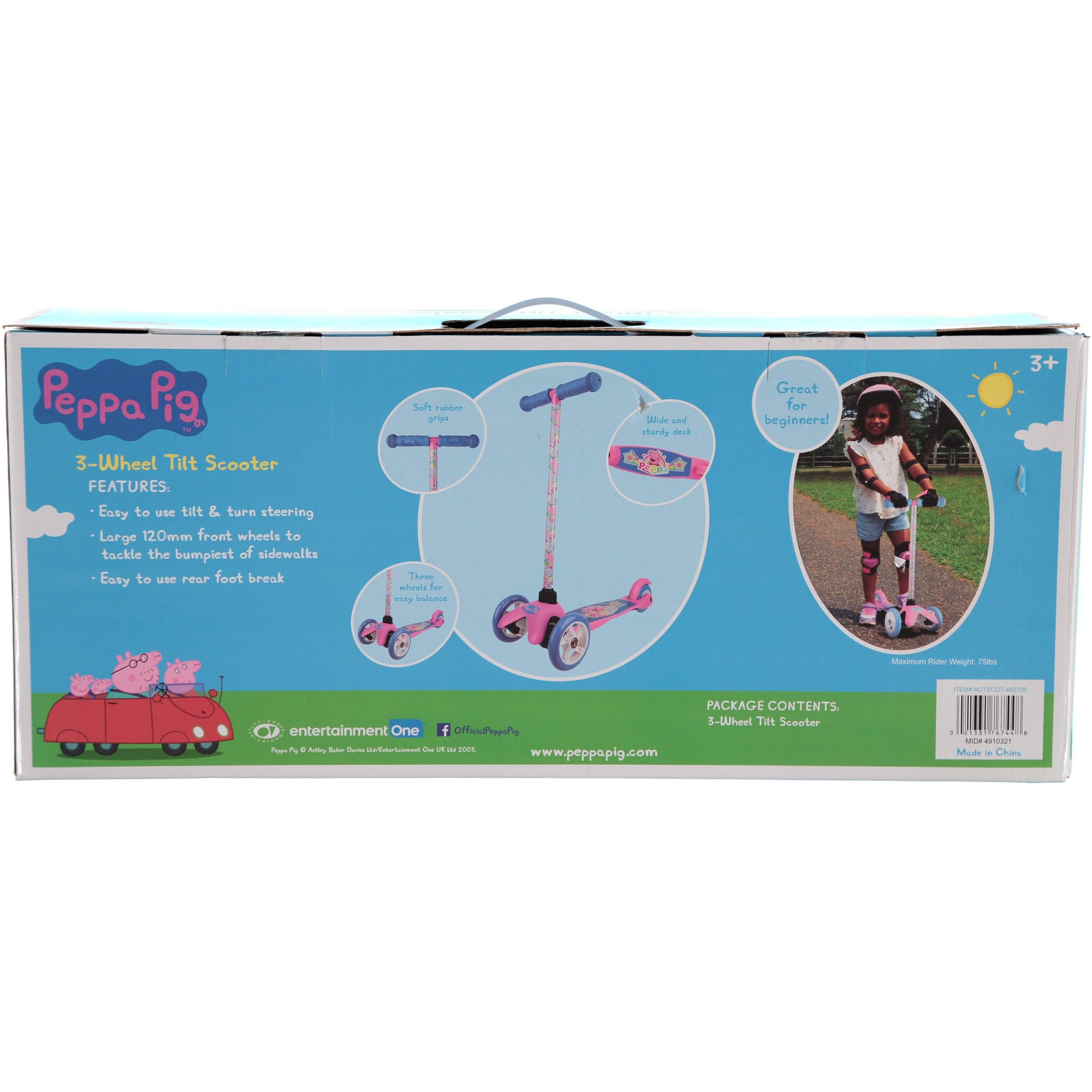 Peppa Pig 3-Wheel Tilt Scooter