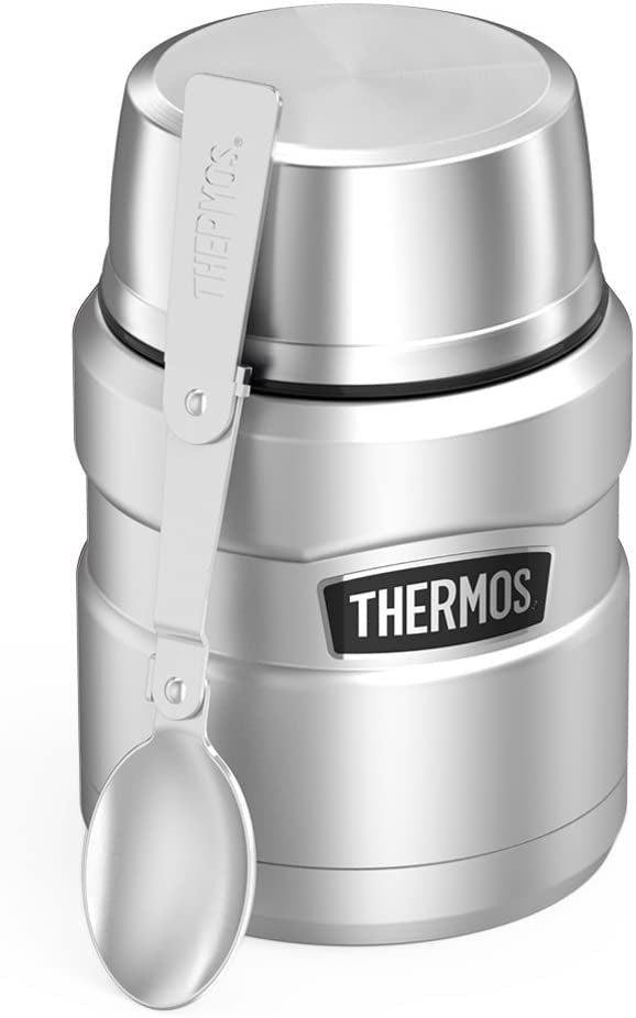 THERMOS Stainless King Vacuum-Insulated Food Jar with Spoon, 16 Ounce, Matte Steel