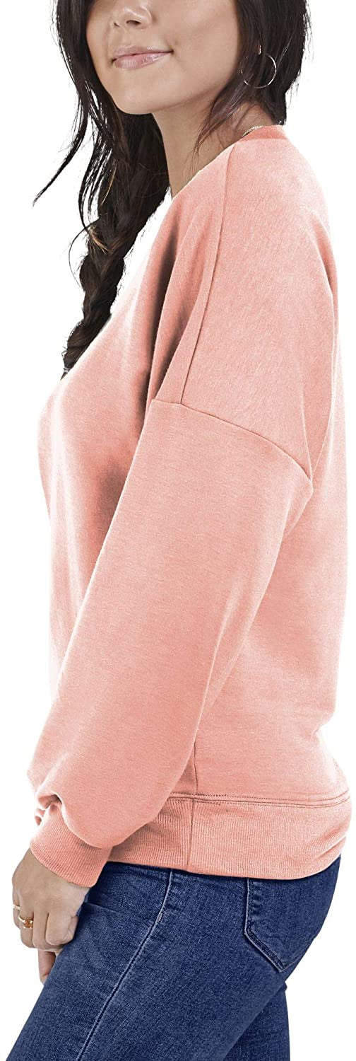 Seek No Further Womens Brushed Fleece Long Sleeve V Neck Blouse