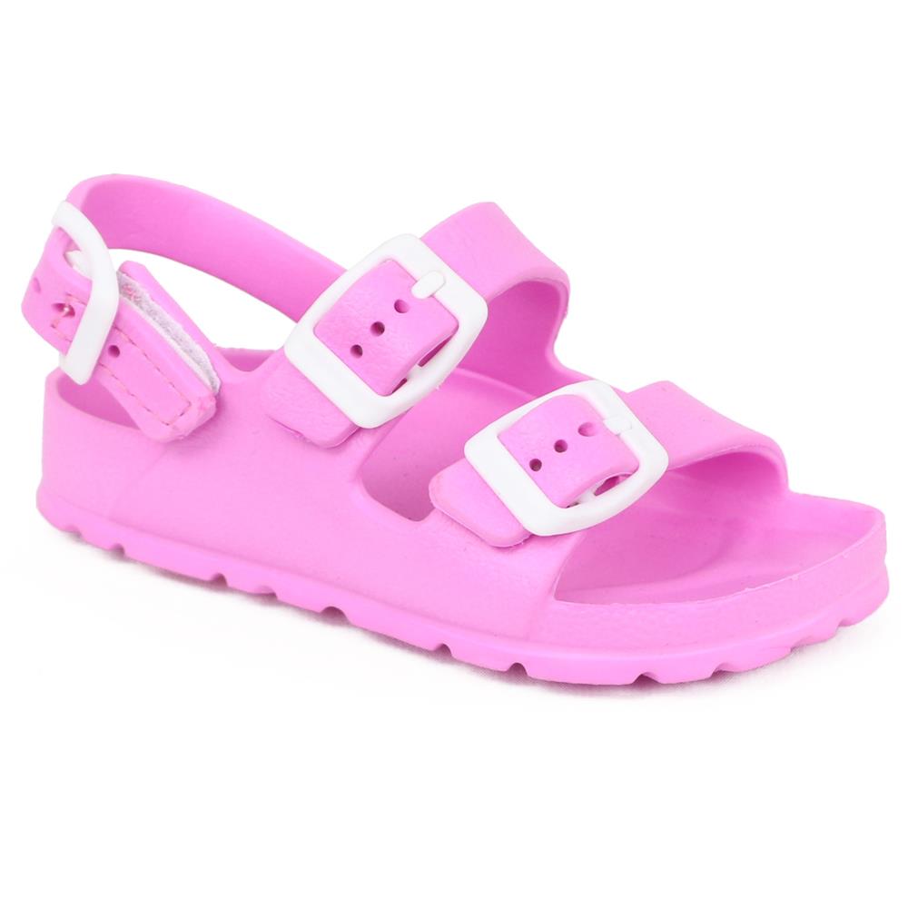 First Steps By Stepping Stones Baby and Infant Girl Sizes 4-6 Dark Pink Buckle Sandal