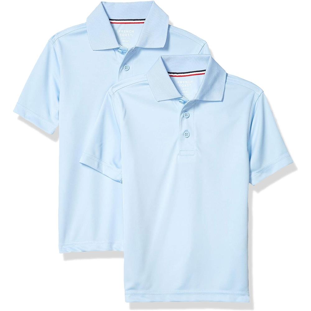 French Toast Boys 4-20 Short Sleeve Moisture Wicking Stretch Sport Polo Shirt, 2-Pack