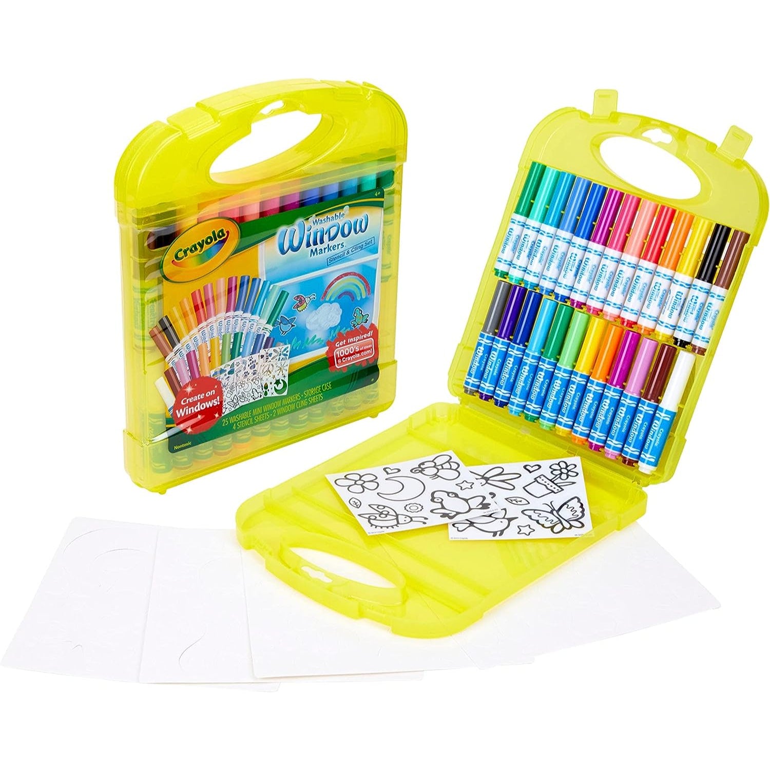 Crayola Window Markers & Stencil Set, Craft, 30+ Pieces, Gifts for Kids