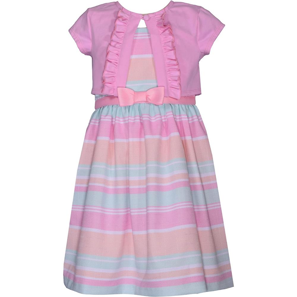 Bonnie Jean Girls 2-6X Stripe Dress with Ruffle Shrug