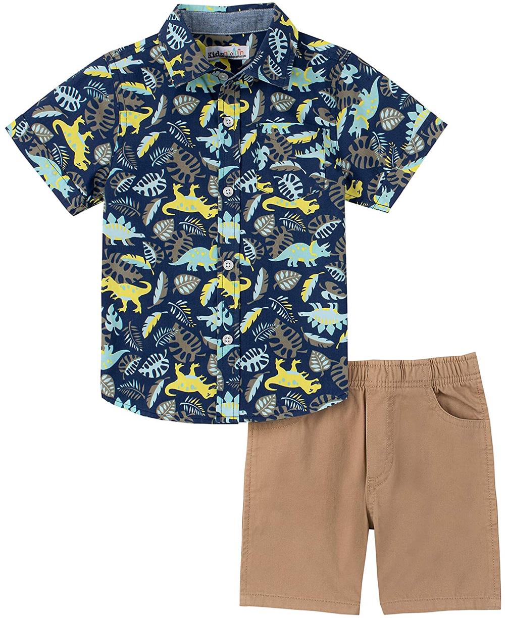 Kids Headquarters Boys 2T-4T Dinosaur Woven Short Set