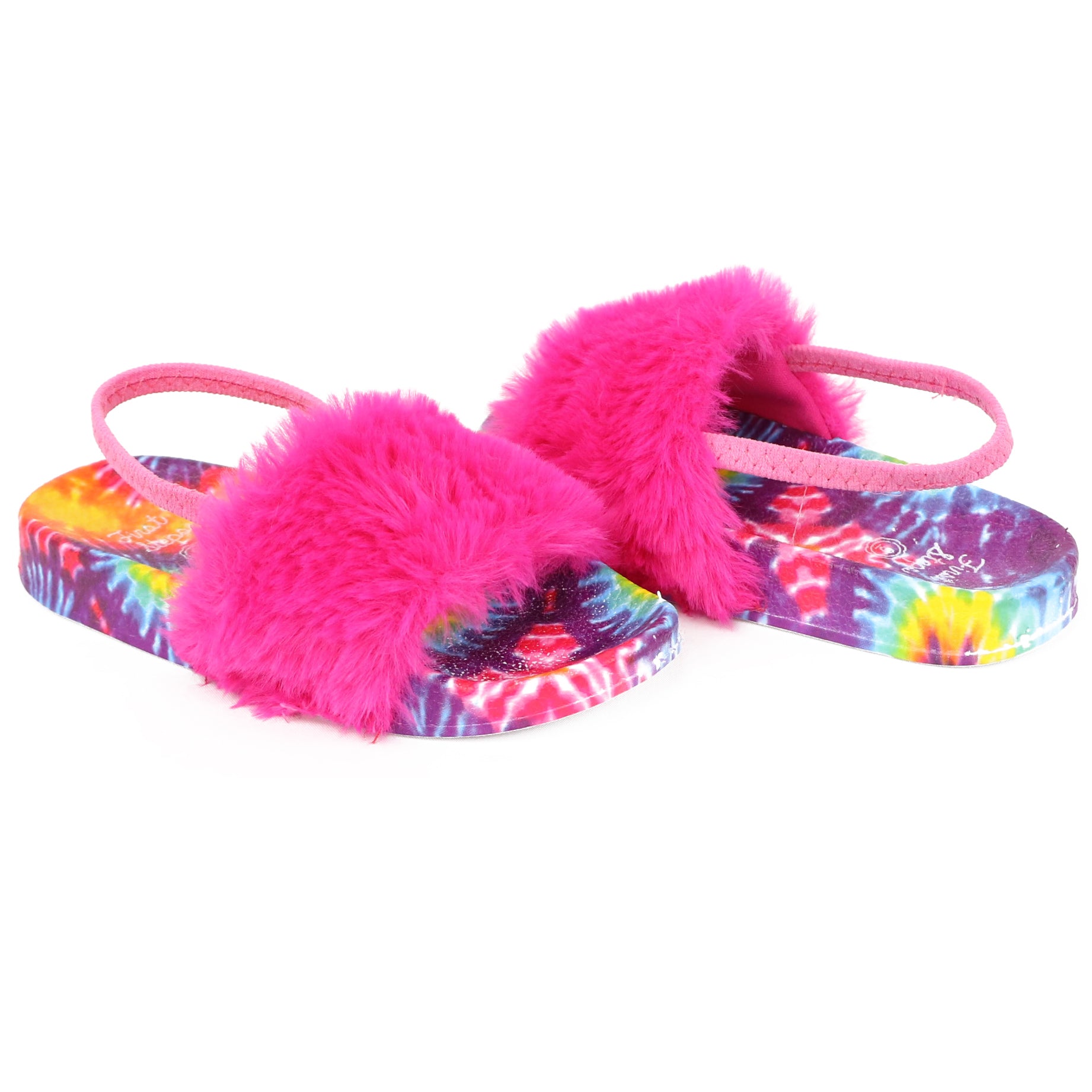 Stepping Stones Baby Girls and Toddler Girls Shoe Size 4-6 Tie Dye Fur Slide Sandal