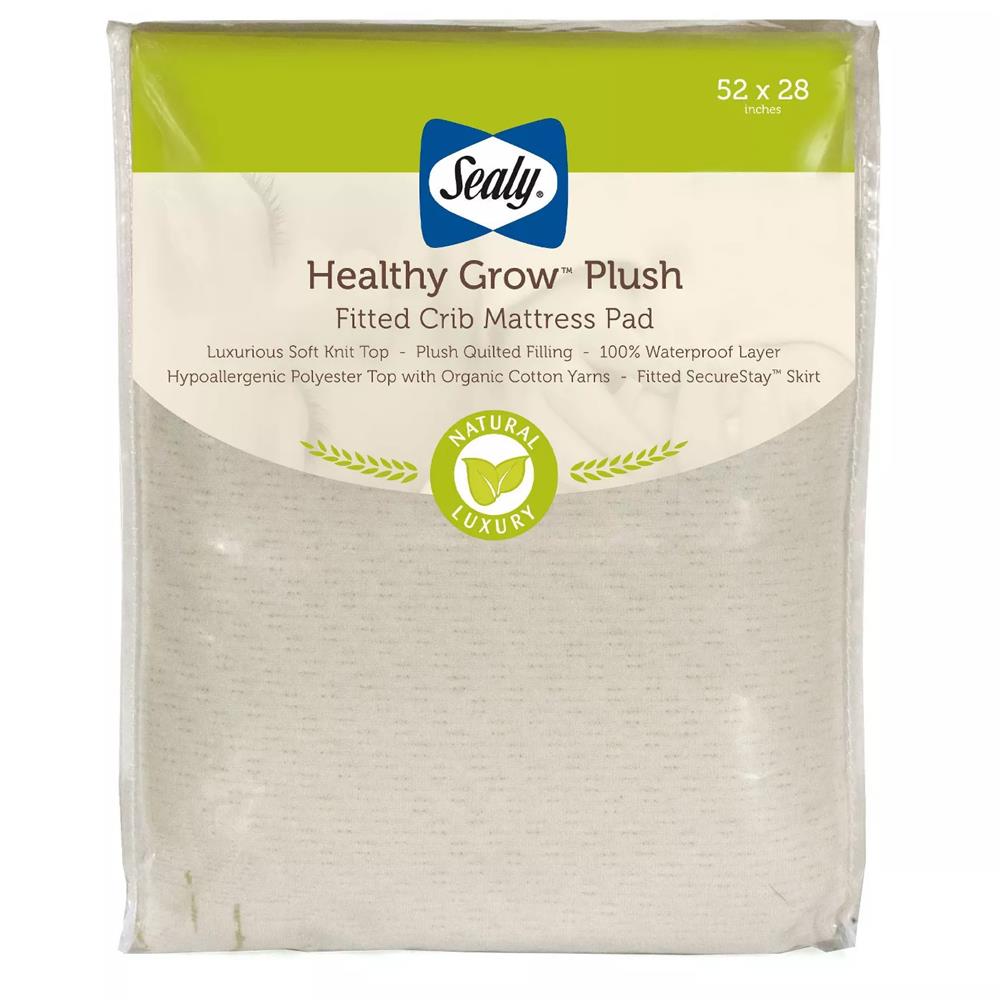 Sealy Healthy Grow Plush Waterproof Fitted Crib Mattress Pad - 52” x 28”