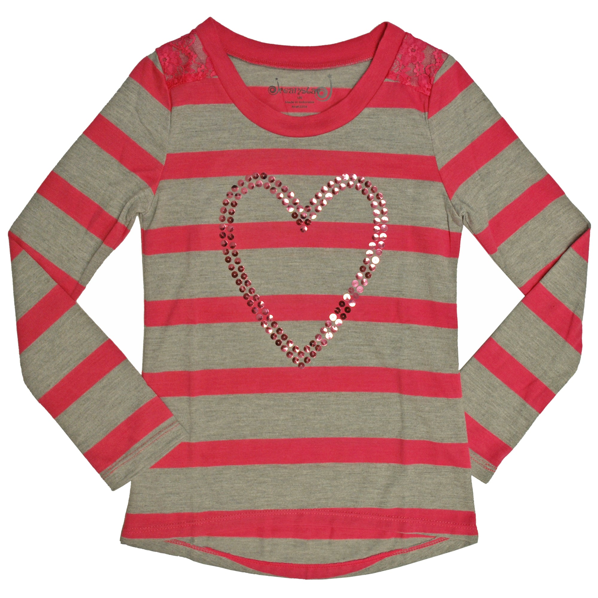 Dream Star Girls 4-6X Heart Stripe Top