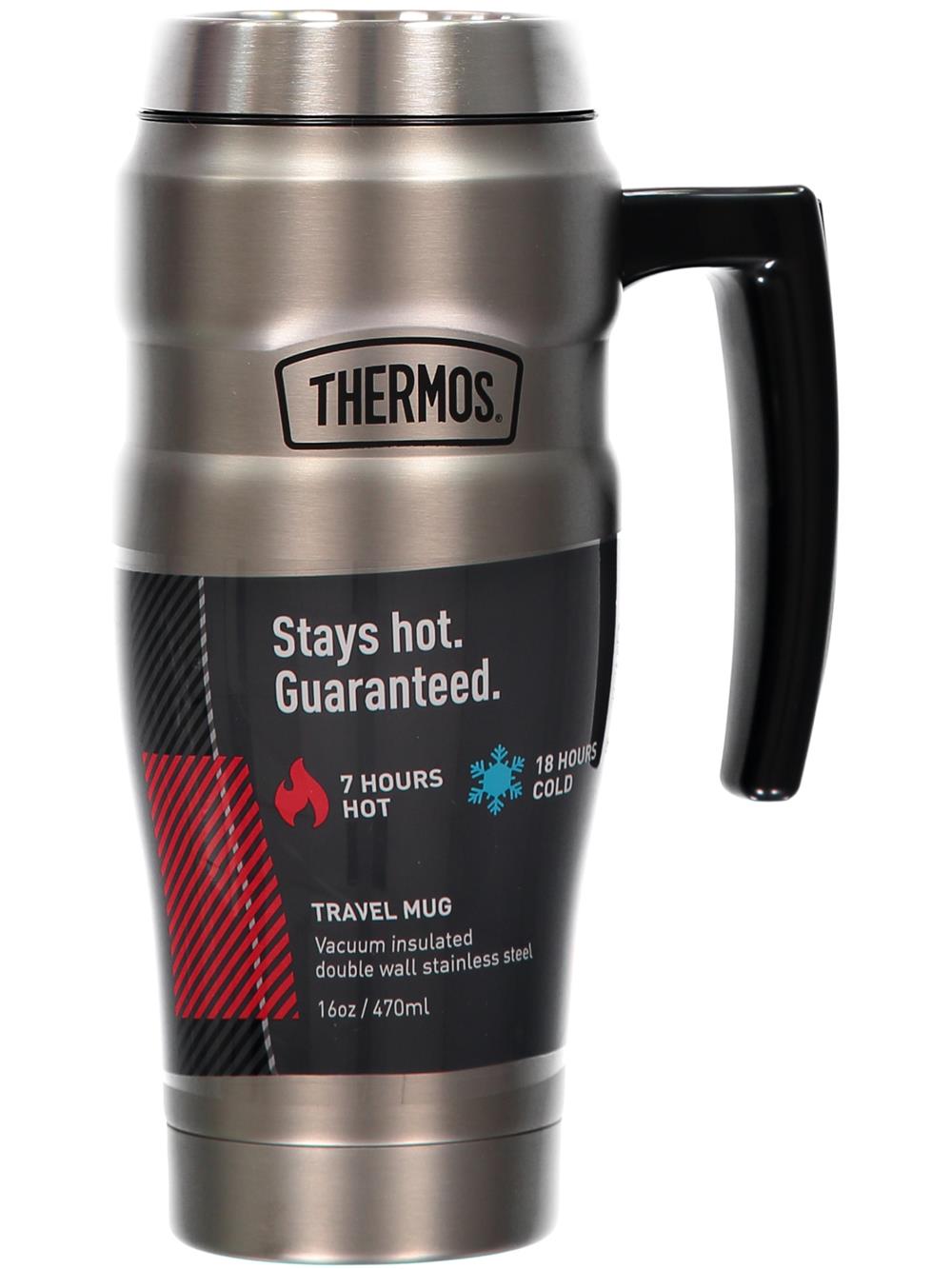 THERMOS Stainless King Vacuum-Insulated Travel Mug with Handle, 16 Ounce, Matte Steel