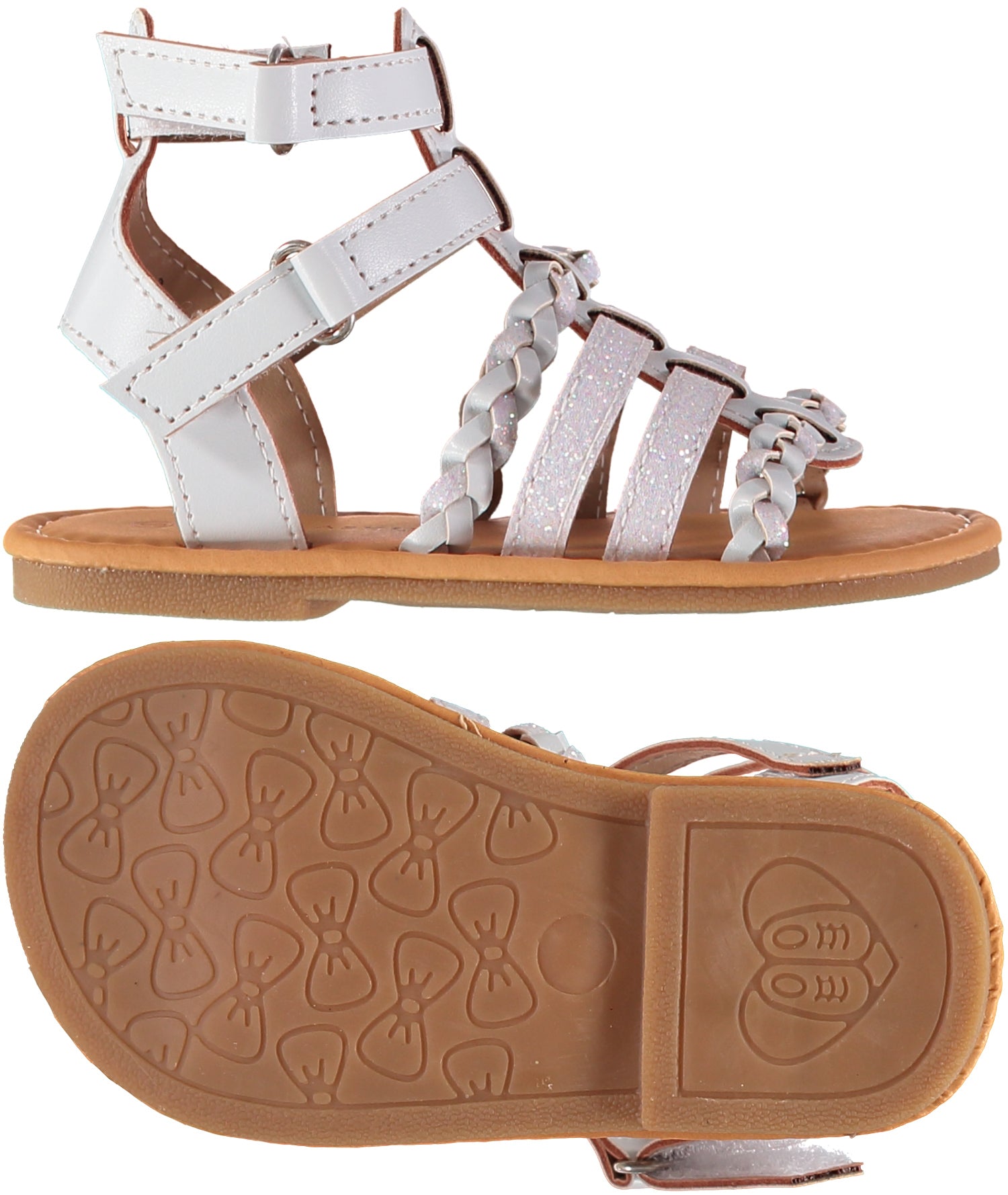 Laura Ashley Toddler Girls Sizes 5-10 Braided Strap Gladiator Sandal with Hook and Loop Closure