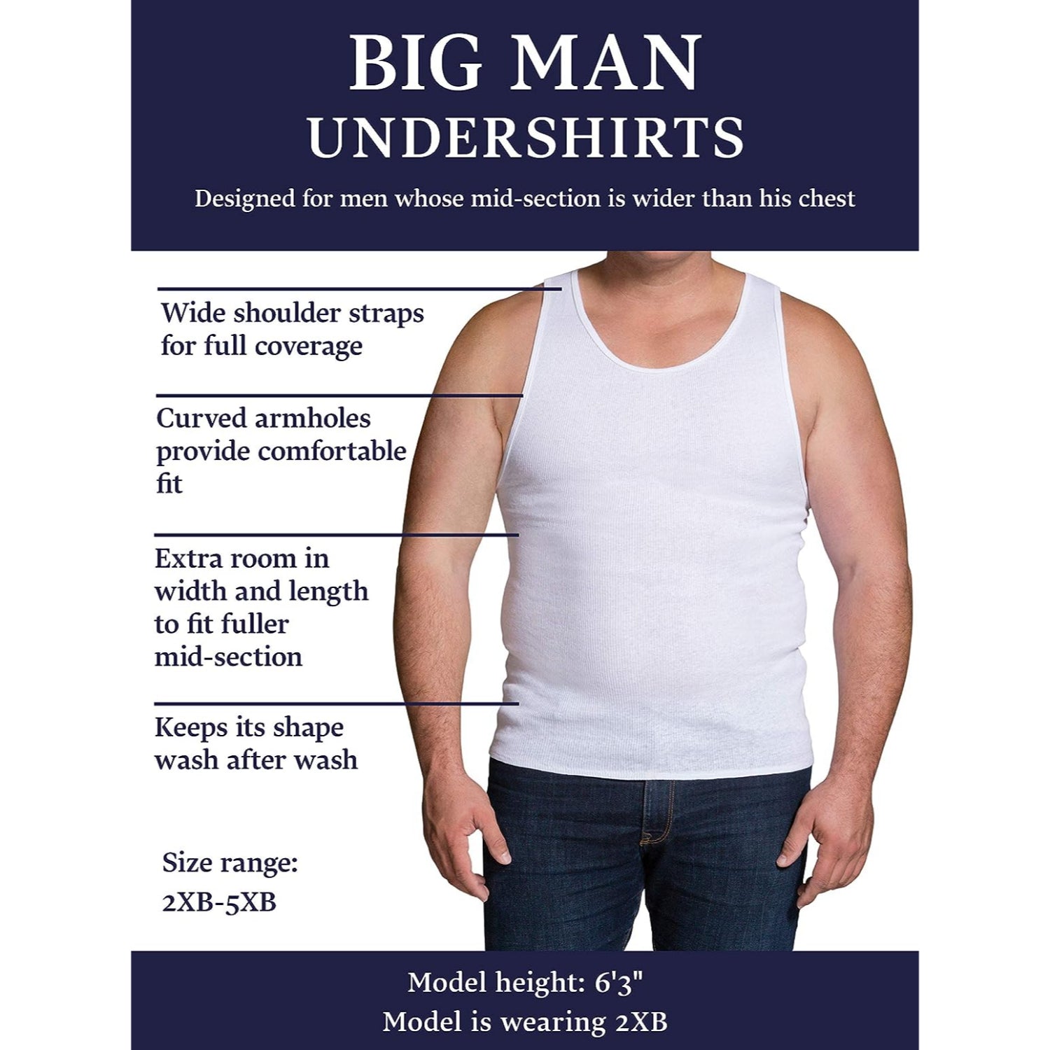 Fruit of the Loom Mens Big & Tall A-Shirt Undershirts, 3-Pack