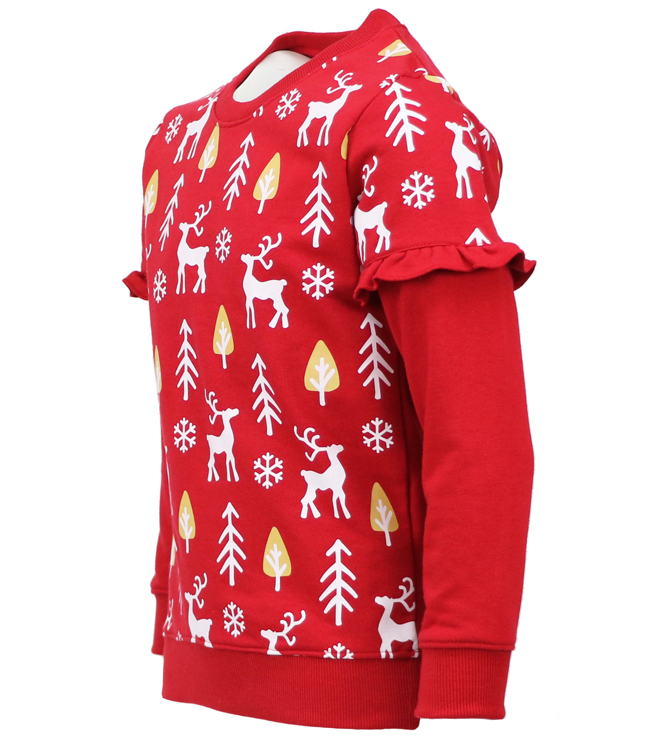 Cyndeelee Girls 2-16 Reindeer French Terry Sweater