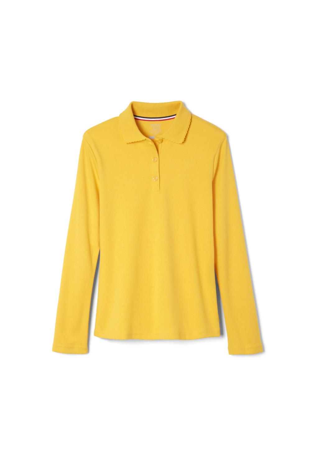 French Toast Girls 7-20 Long Sleeve Interlock Polo with Picot Collar