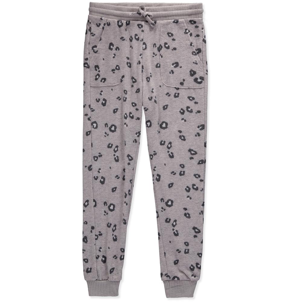 Kid Topia Girls 7-16 Leopard Elastic Waist Hacci Jogger with Pockets