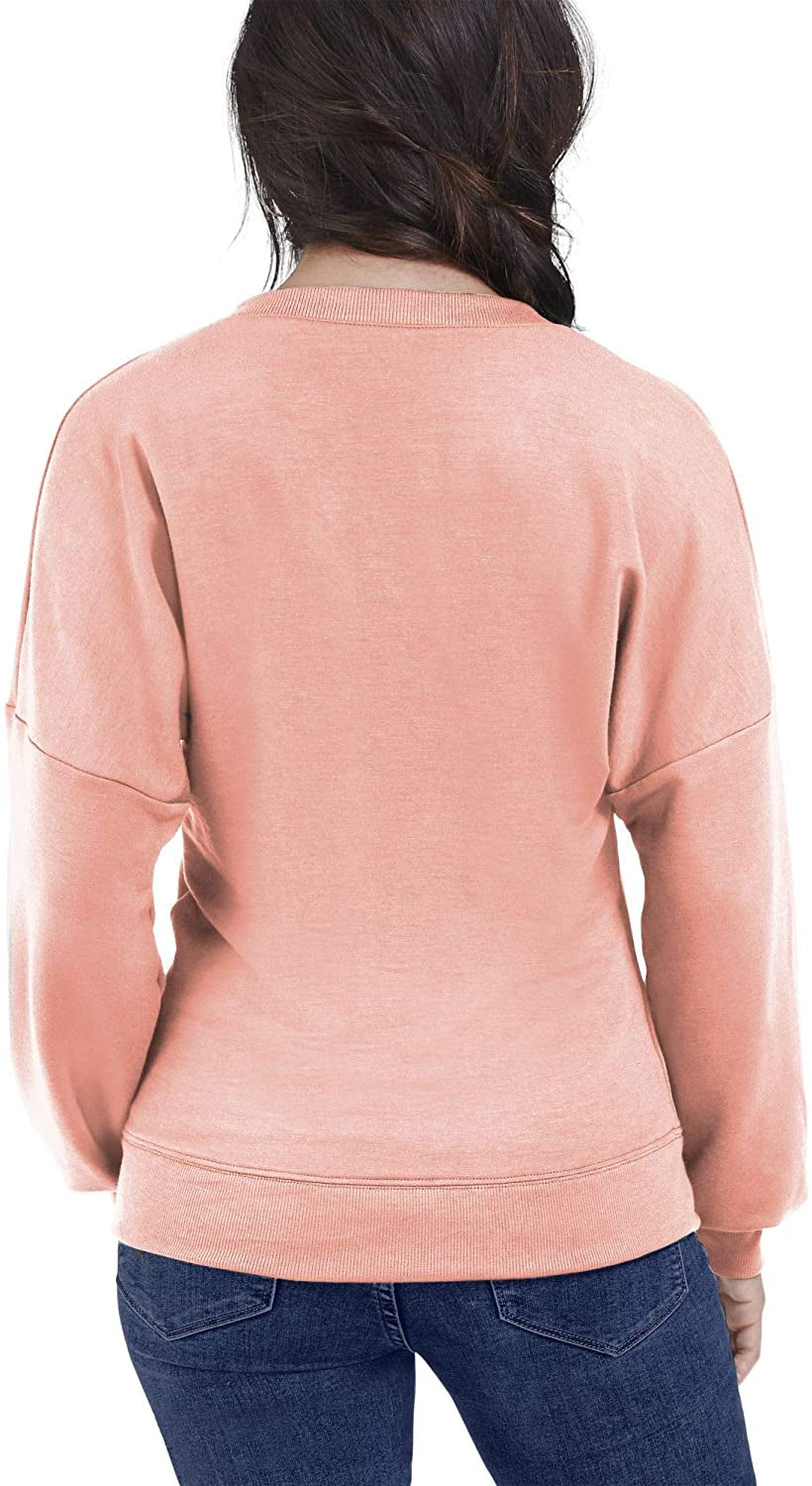 Seek No Further Womens Brushed Fleece Long Sleeve V Neck Blouse