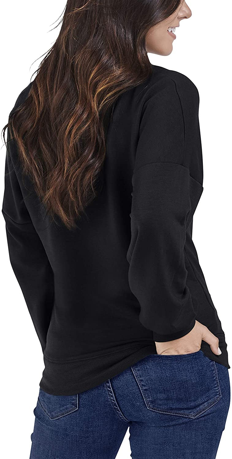 Seek No Further Womens Brushed Fleece Long Sleeve V Neck Blouse