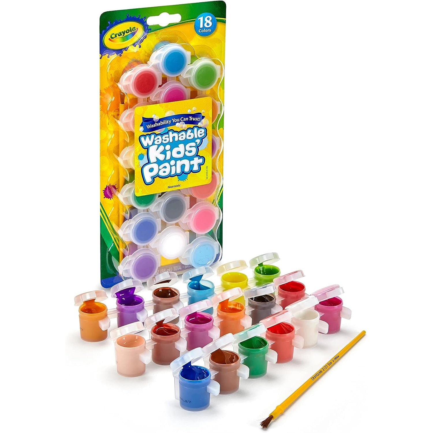 Crayola Washable Kids Paint Set & Paintbrush, Painting Supplies, 18 Count