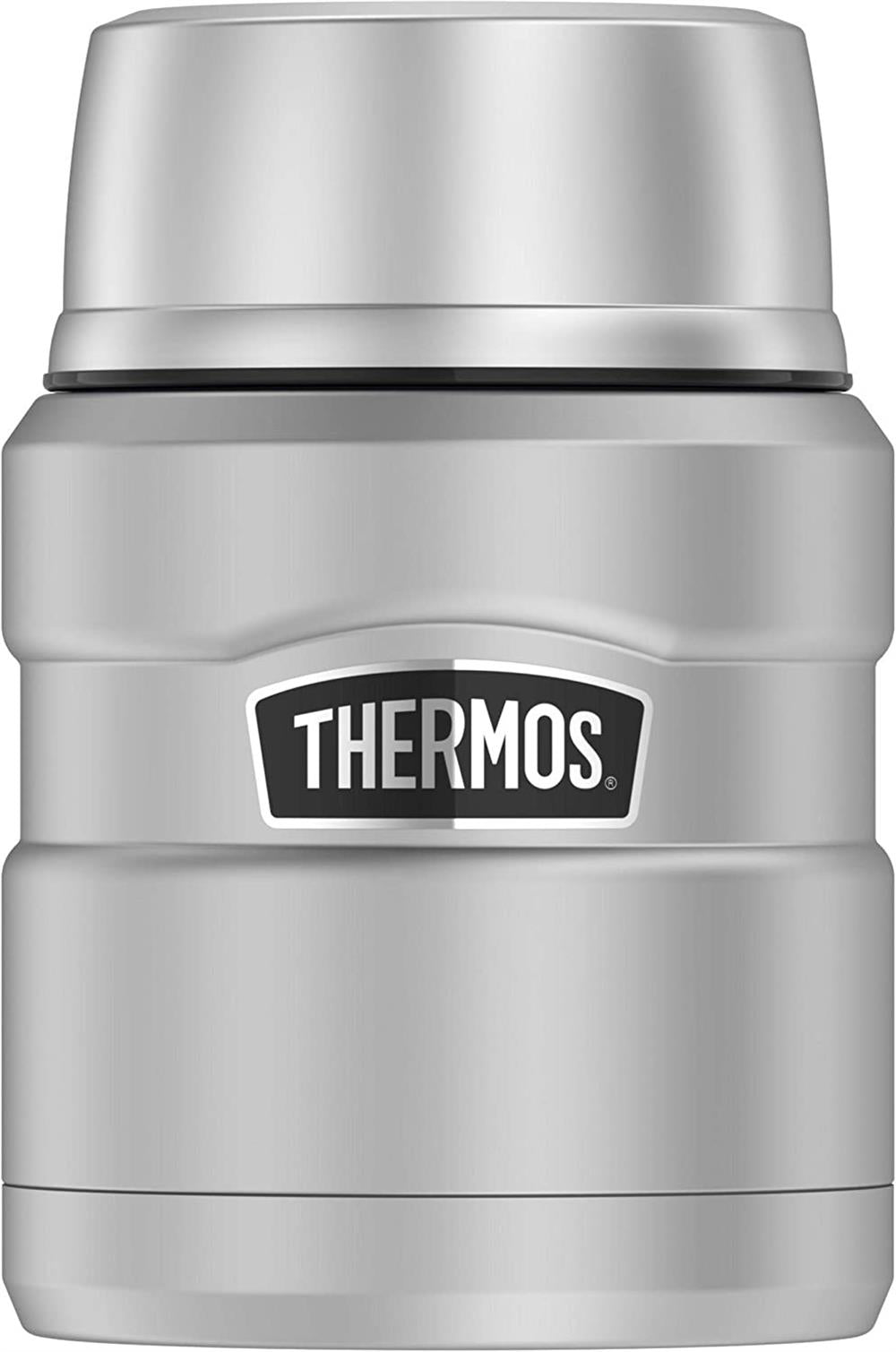 THERMOS Stainless King Vacuum-Insulated Food Jar with Spoon, 16 Ounce, Matte Steel