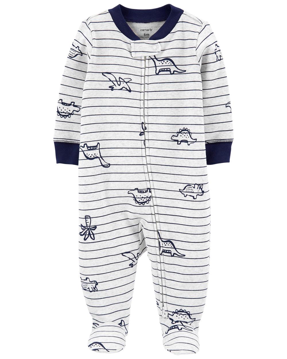 Carters Boys 0-9 Months Dinosaur Stripe 2-Way Zip Cotton Sleep & Play