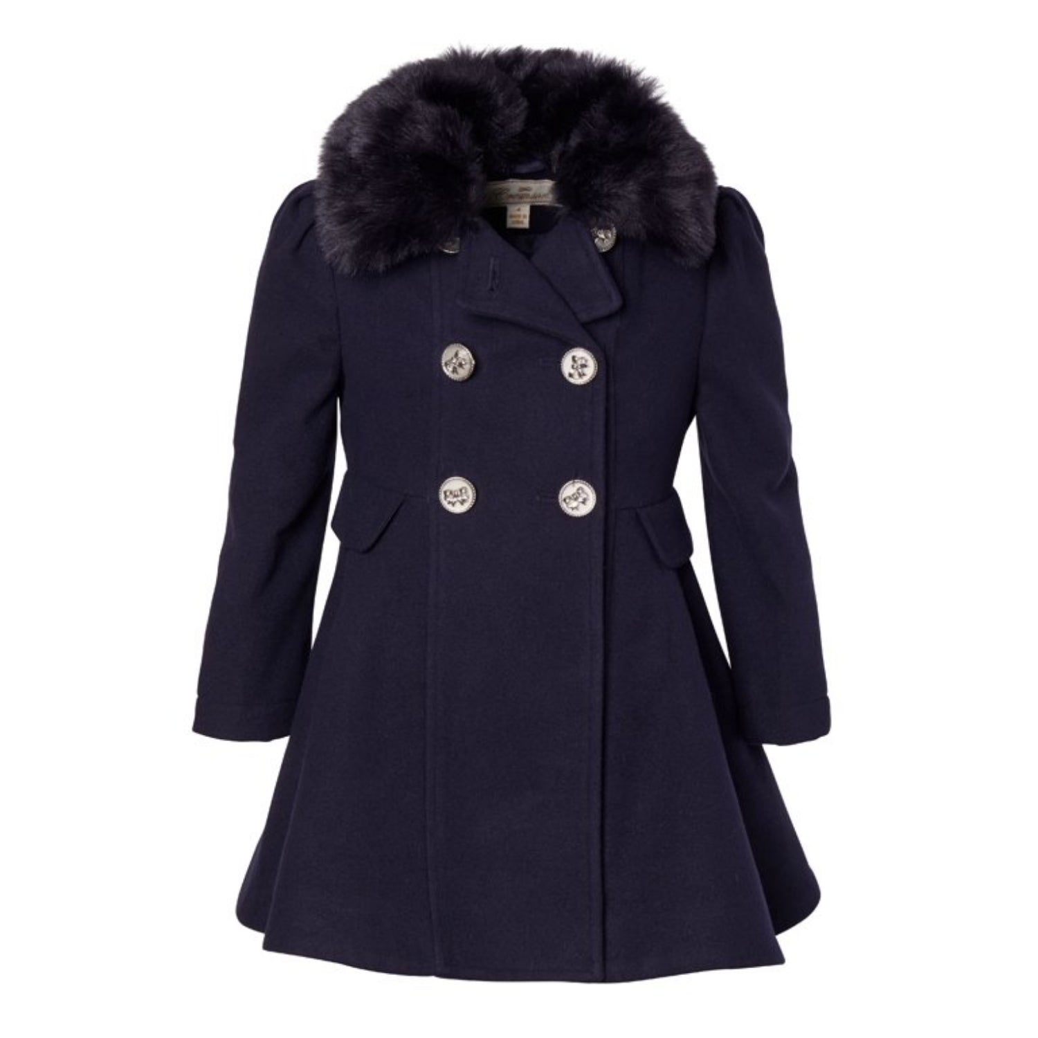 Rothschild Girls 7-20 Princess Faux Wool Coat with Faux Fur