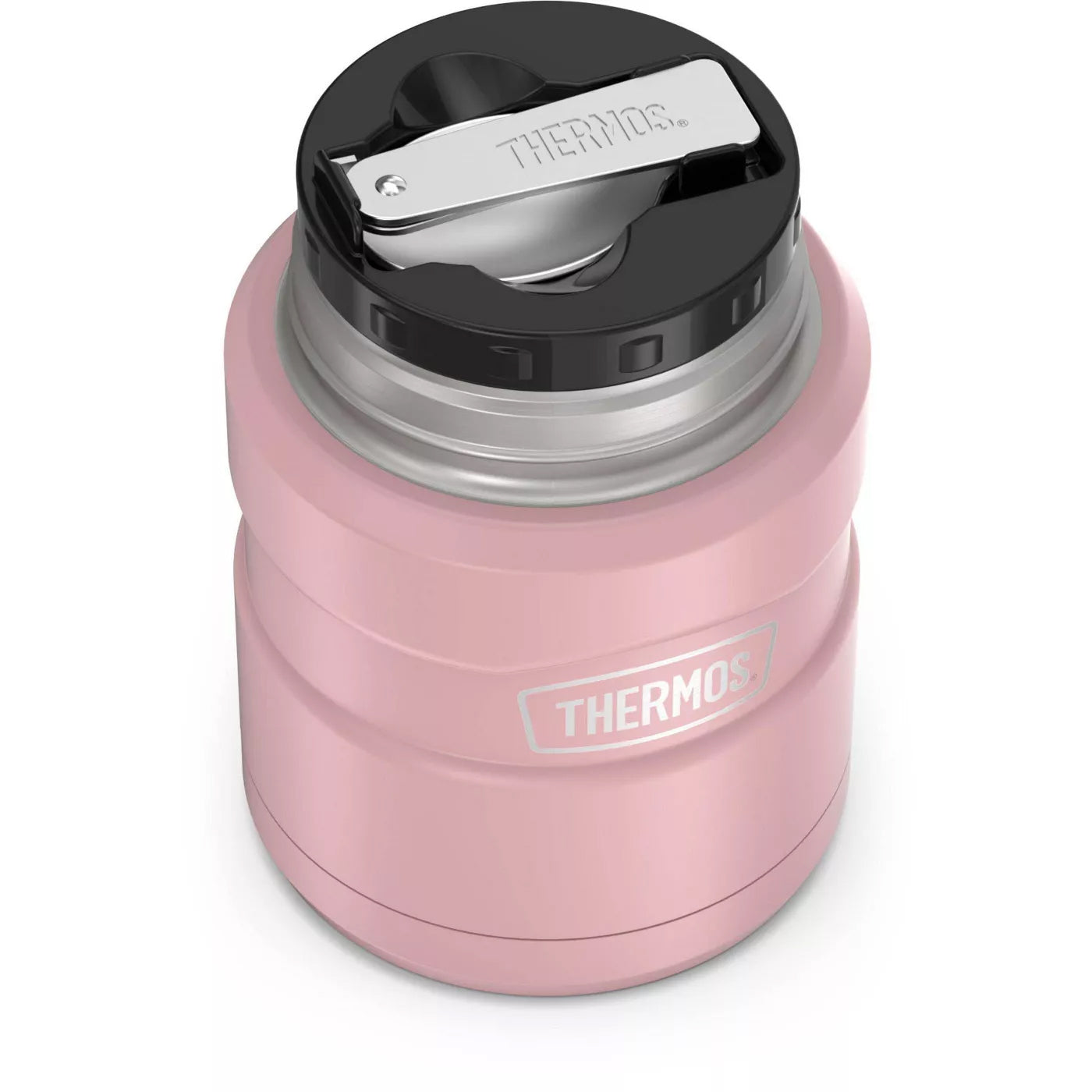 THERMOS Stainless King Vacuum-Insulated Food Jar with Spoon, 16 Ounce, Matte Rose