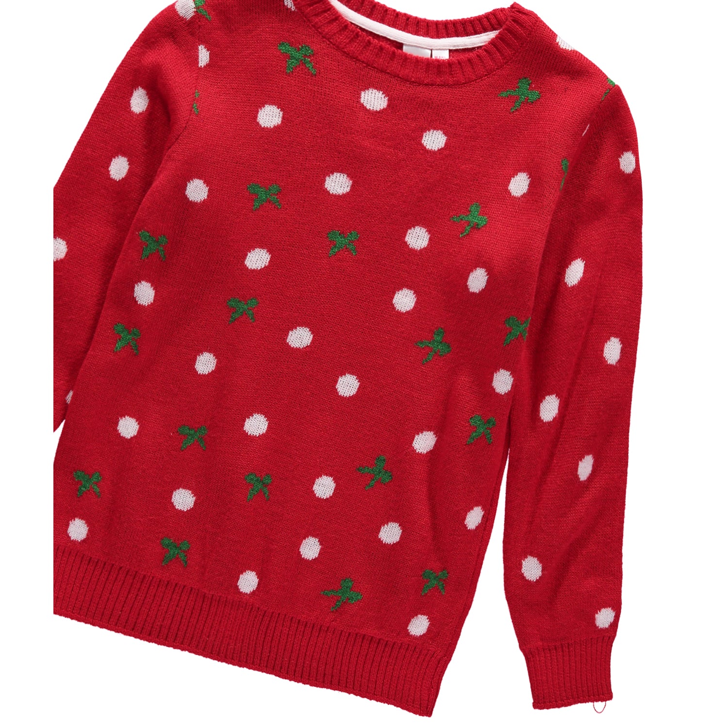 Cyndeelee Girls 2-16 Polka Dot & Bow Sweater