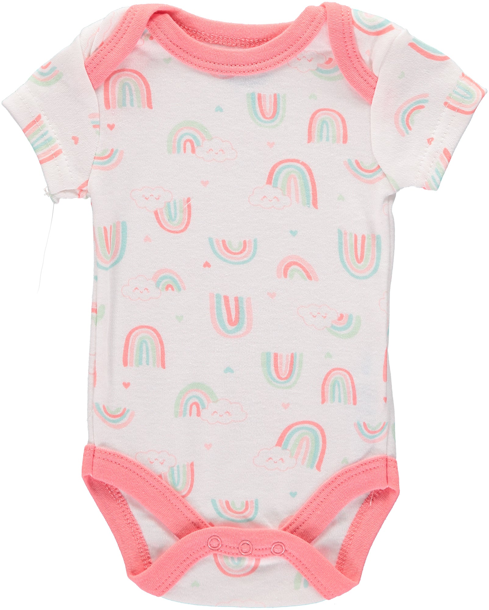 Bon Bebe Girls 0-9 Months Rainbow Short Sleeve Bodysuit, 4-Pack