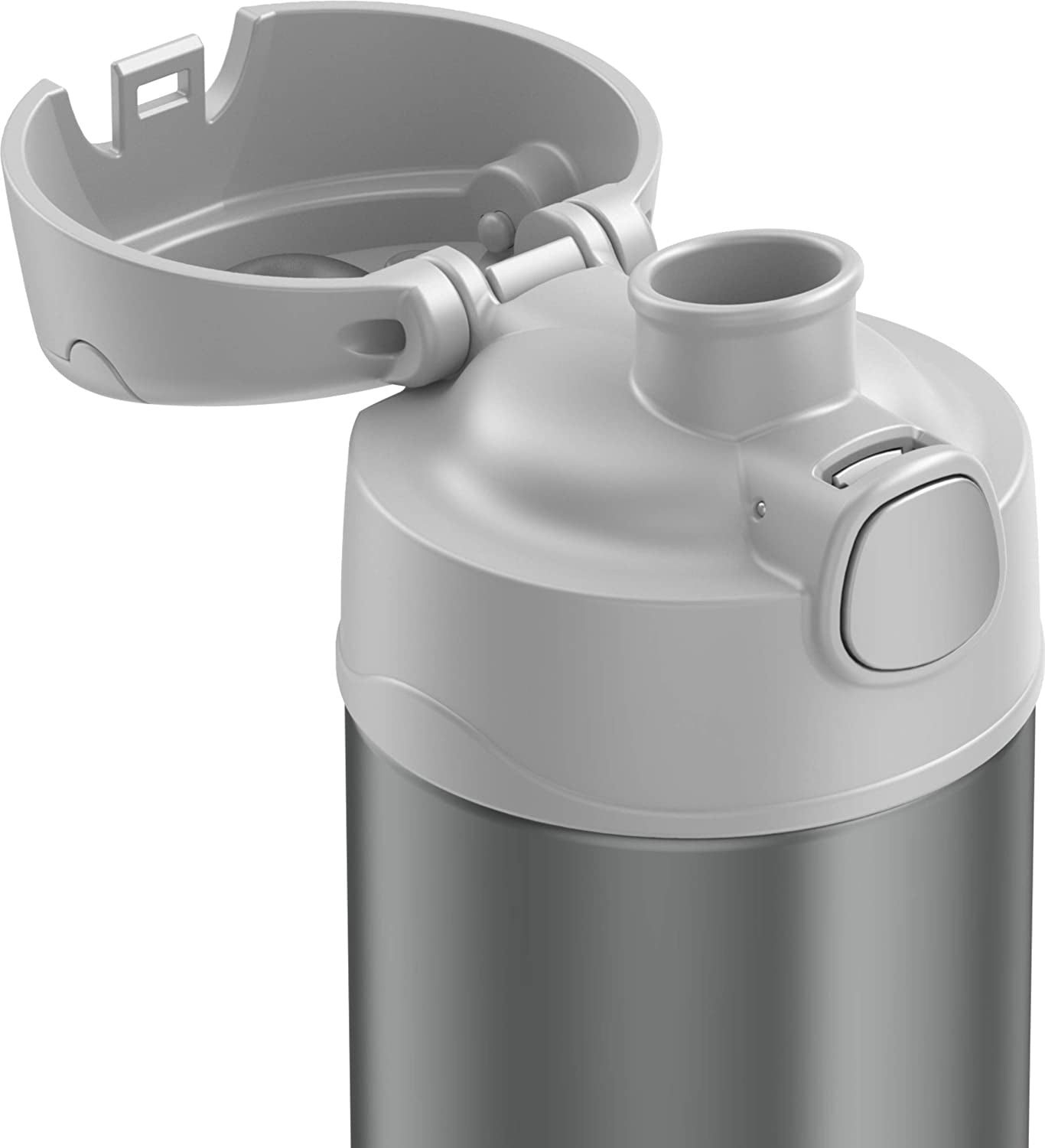 Thermos Funtainer 16 Ounce Stainless Steel Bottle with Wide Spout Lid, Cool Gray