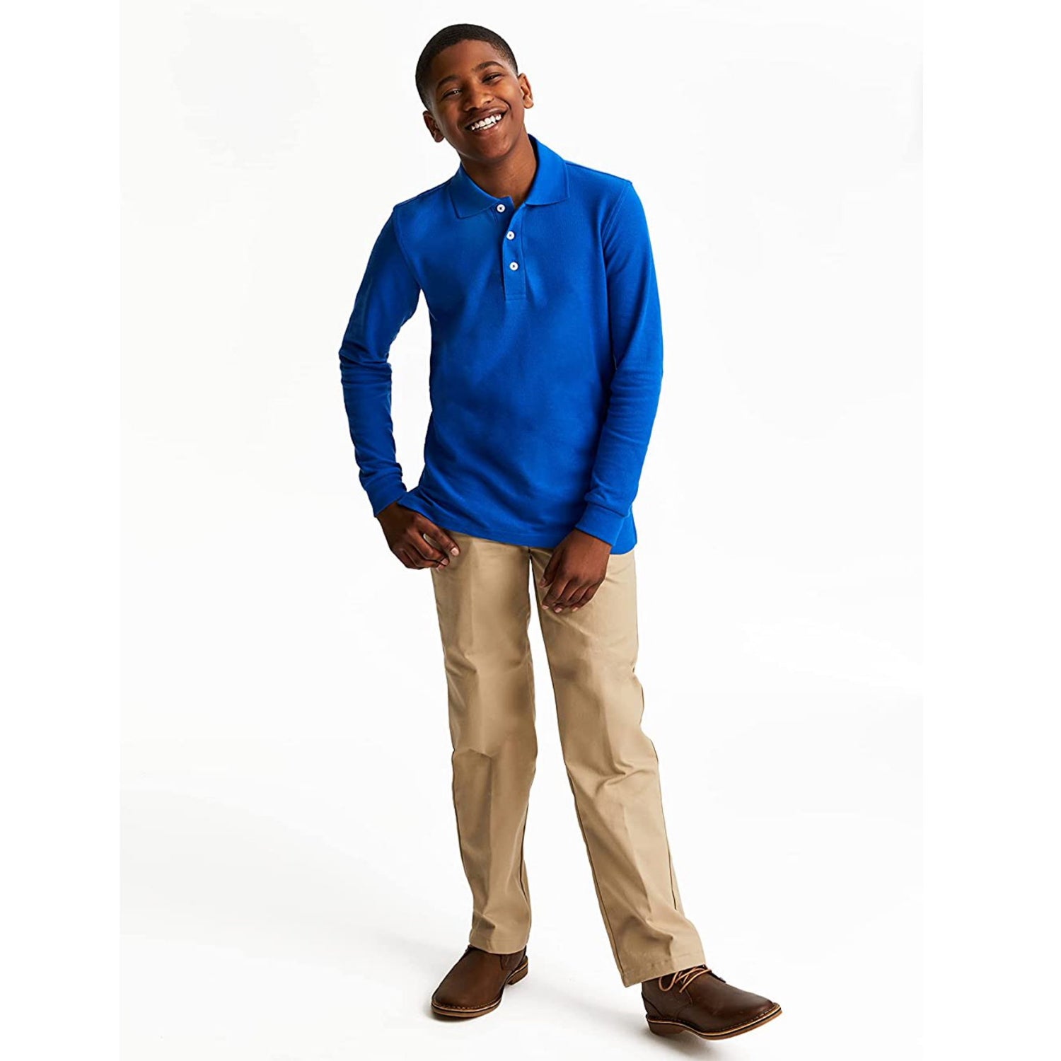 Educated Uniforms Boys 4-20 Long Sleeve Pique Polo Shirt